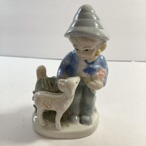 Vintage Porcelain Farm Boy with Sheep figurine